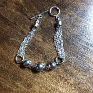 Sterling Silver Multi Chain and Ball Bracelet